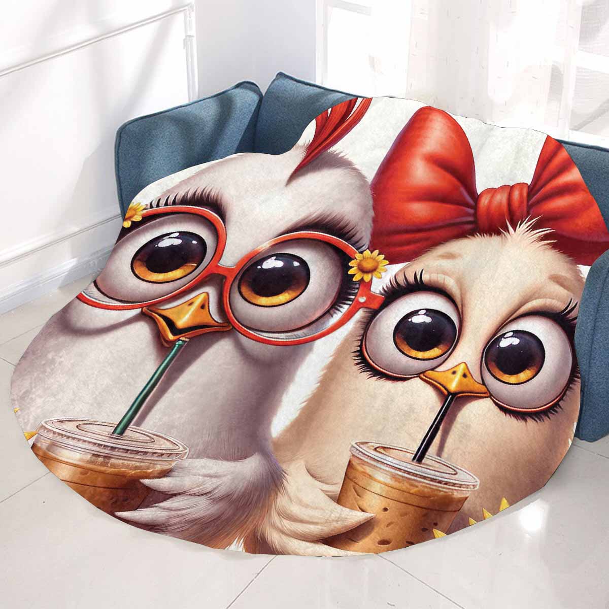 Chickens_Awd35170  Circular Micro Fleece Blanket 47"
