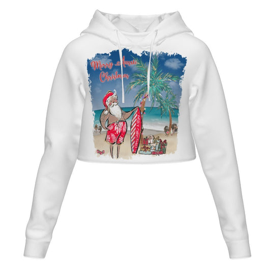 Women's All Over Print Cropped Hoodie (DLM) Hooded hoodie