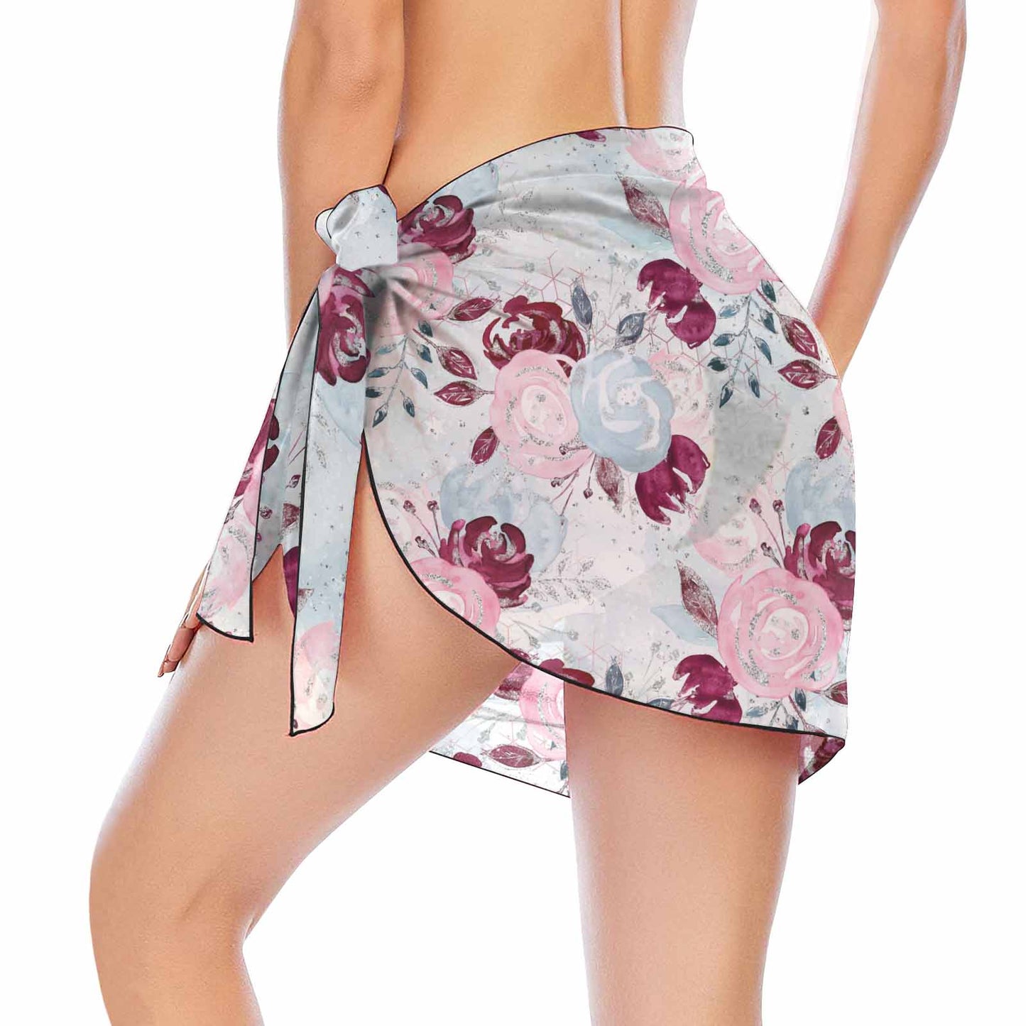 Roses Pink and Blue  Women's Beach Sarong Wrap