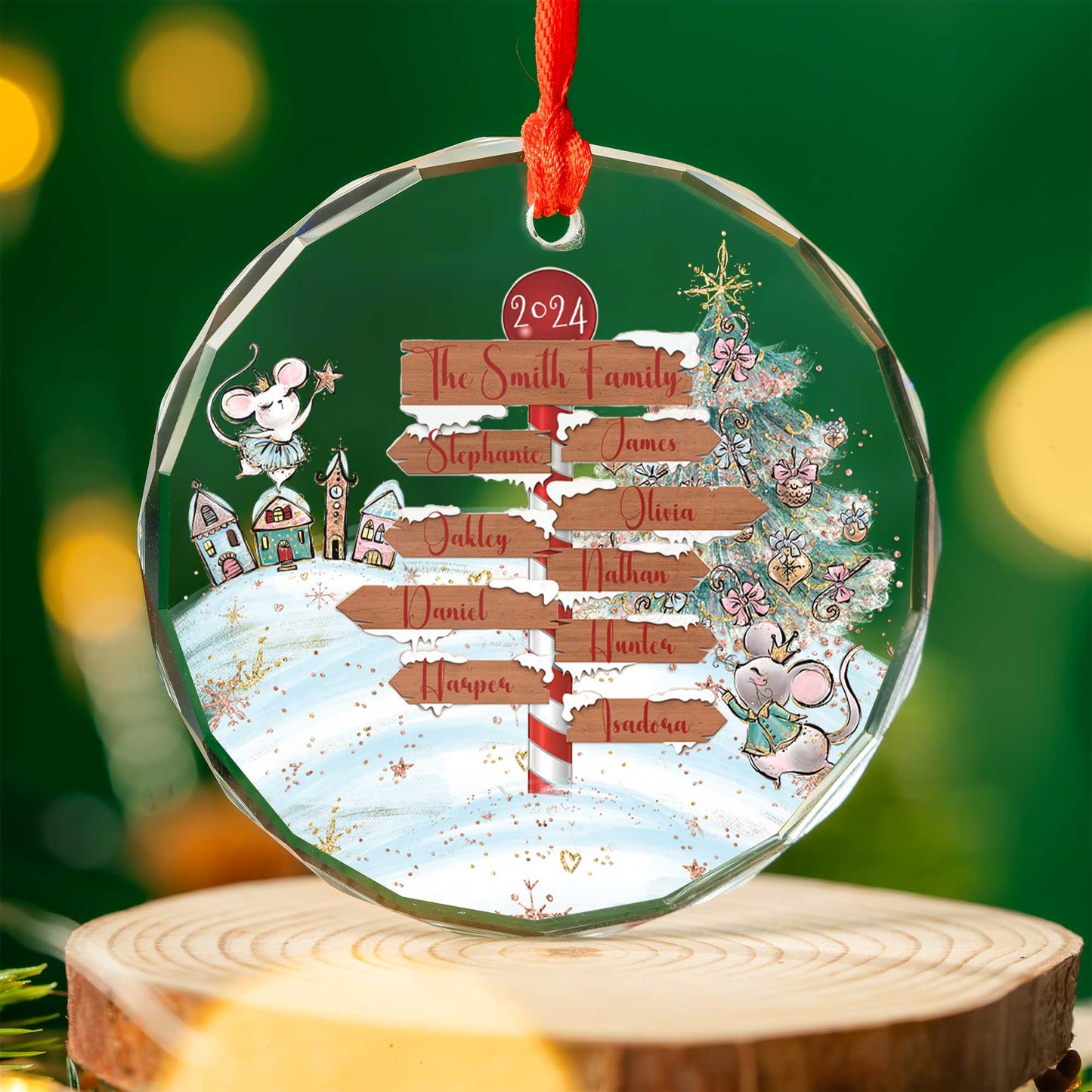 Personalised North Pole Christmas Glass Ornament