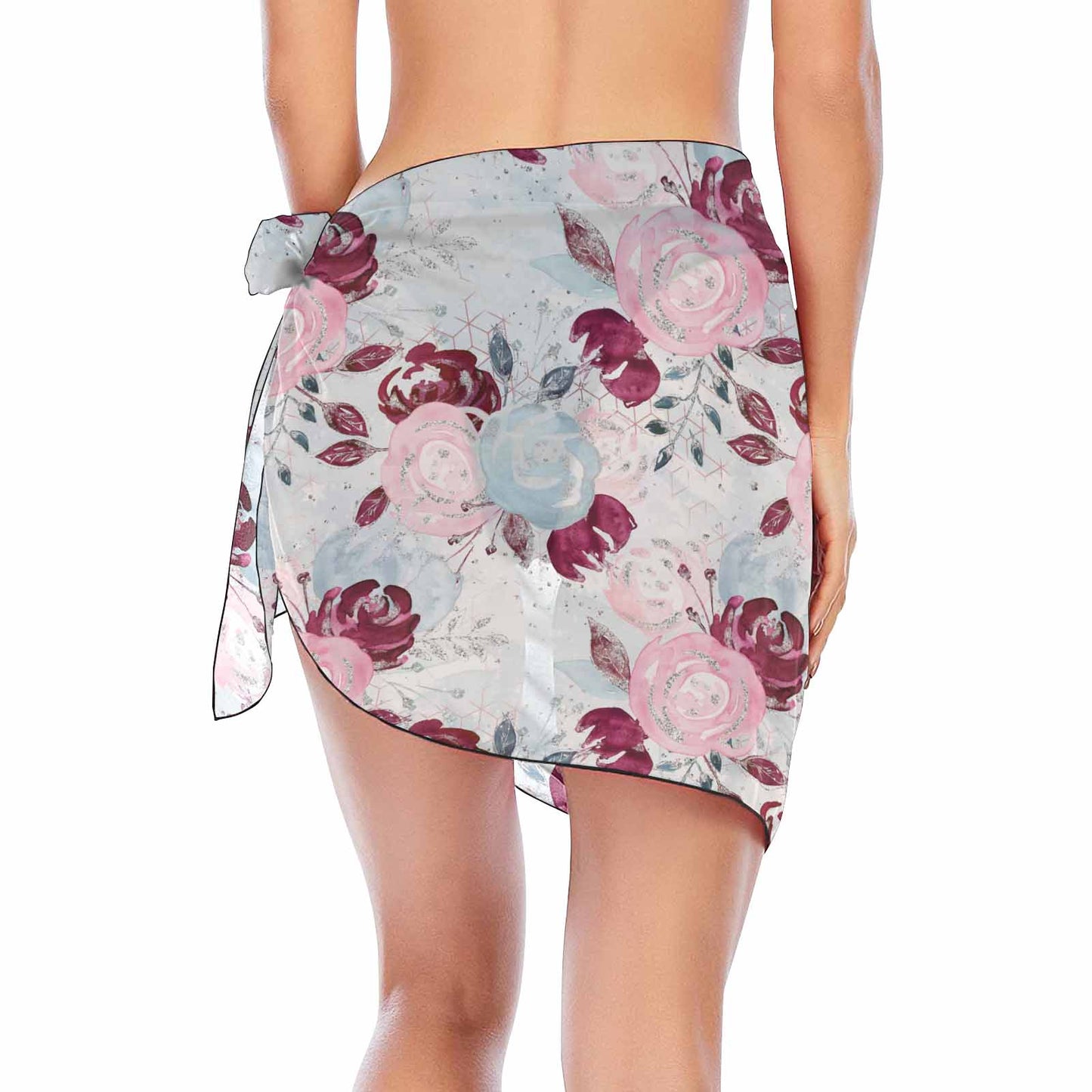 Roses Pink and Blue  Women's Beach Sarong Wrap