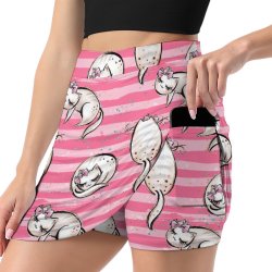 Pink Cats A-Line Skirt with Pocket Light proof trouser skirt