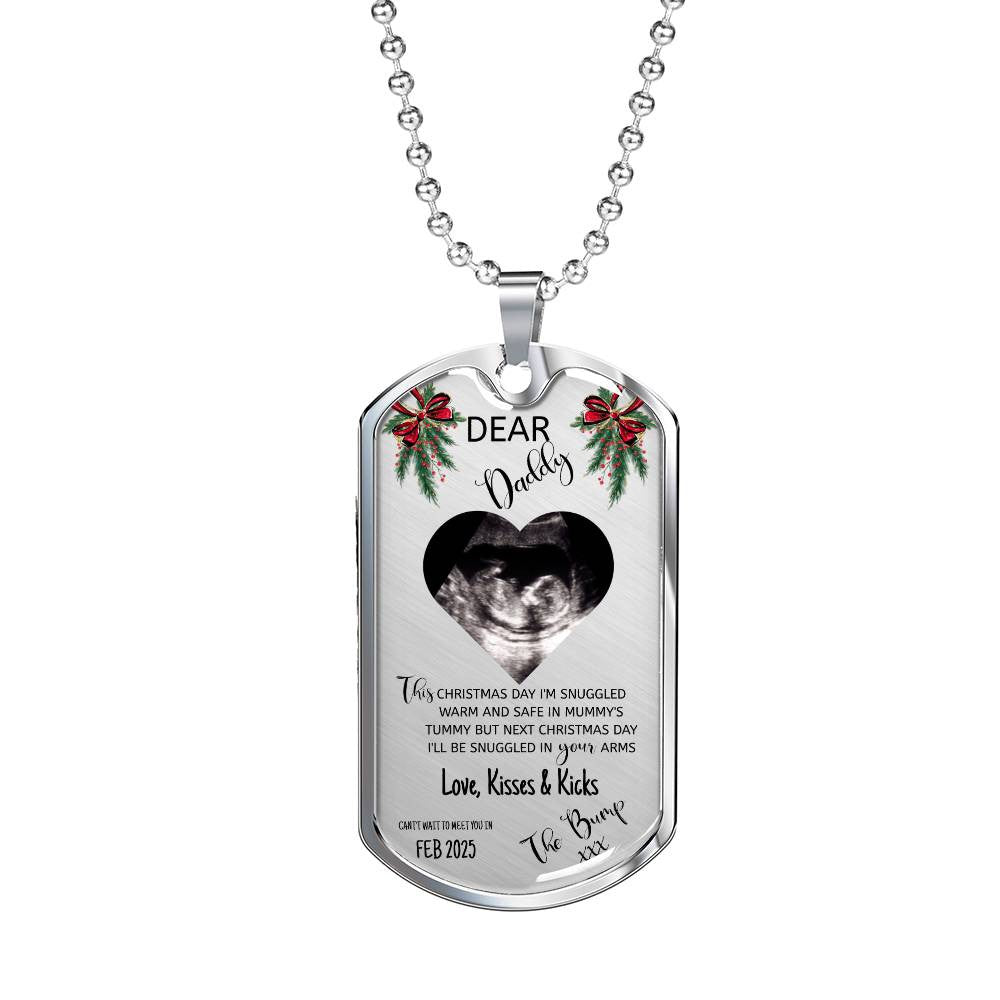 Dog Tag Personalised Dear Daddy Can't Wait to Meet you Pendant