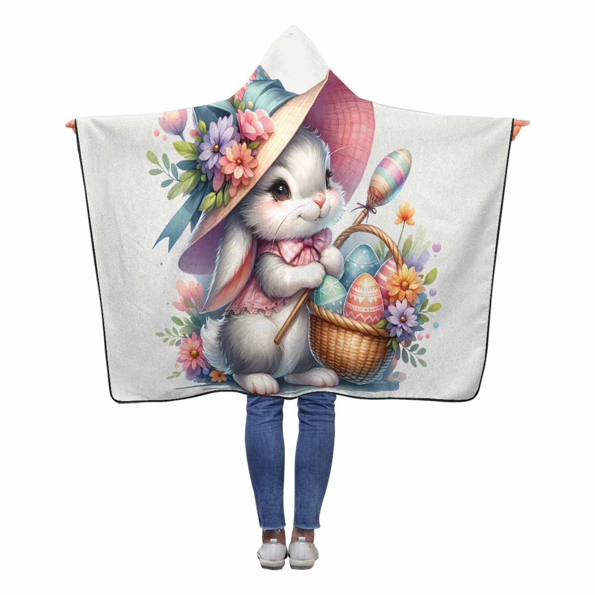 Easter Bunny Awd1338  Hooded Blanket 60"x50"