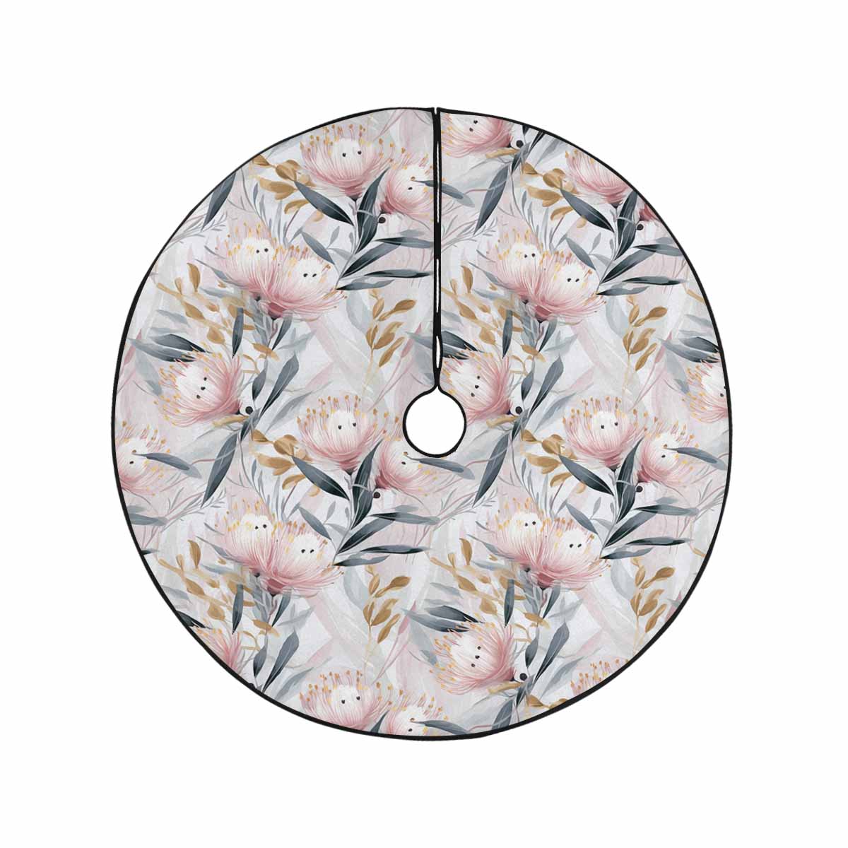 Australian Floral Pink & Grey  Christmas Tree Skirt