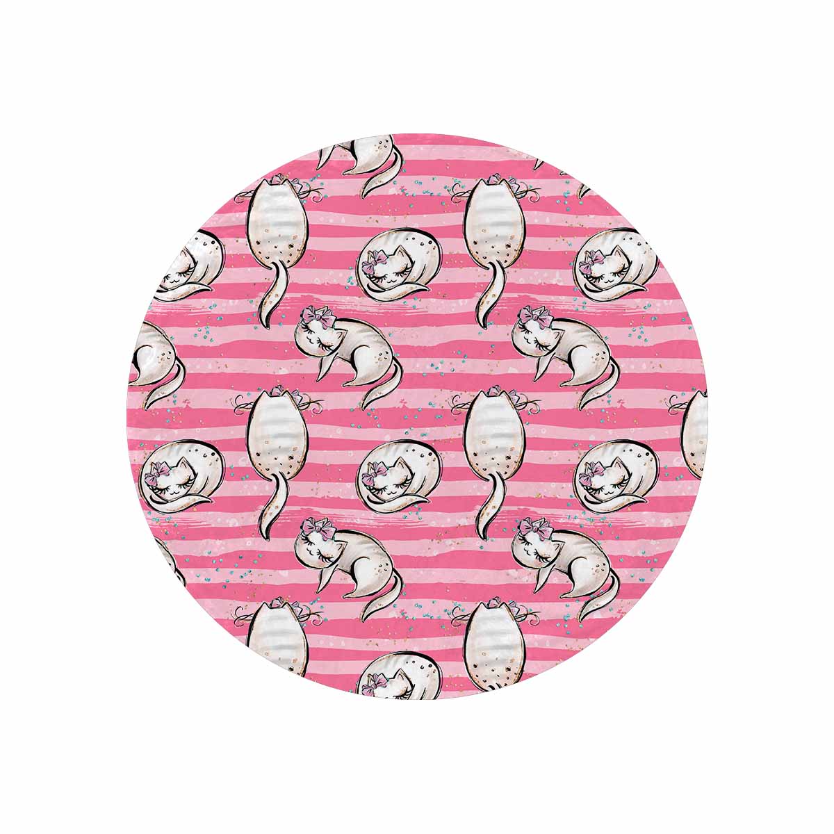 Cats Pink  Circular Micro Fleece Blanket 47"