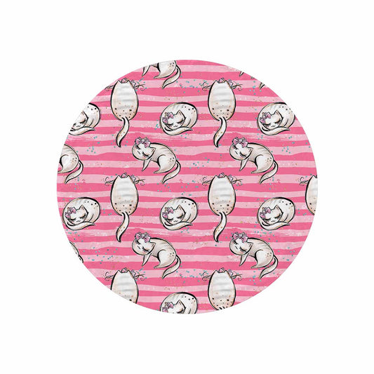 Cats Pink  Circular Micro Fleece Blanket 47"