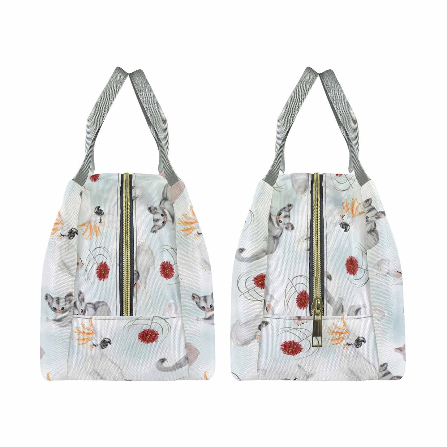 Australian Animals Koala, Sugar Glider, Wombat  Portable Lunch Bag-Grey Handle