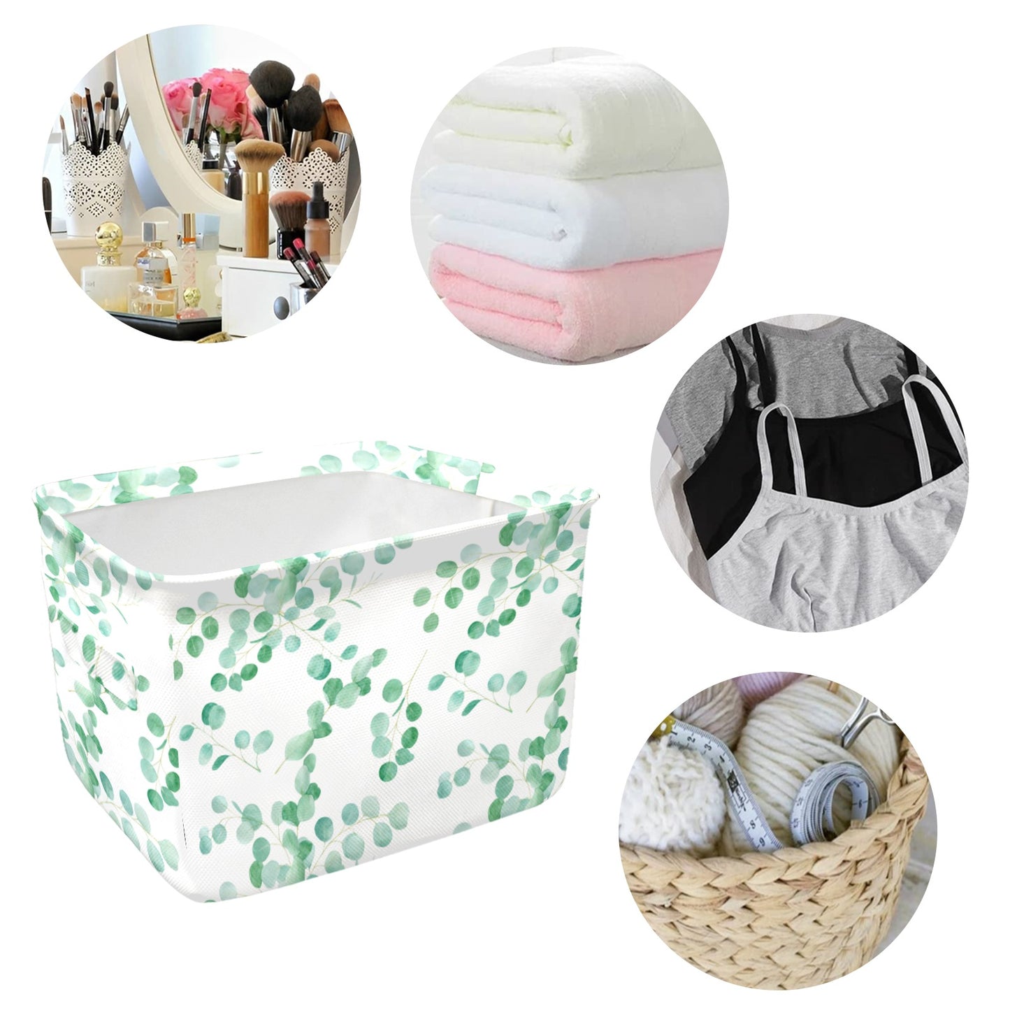 Australian Eucalyptus Leaves Large Print Fabric Storage Basket