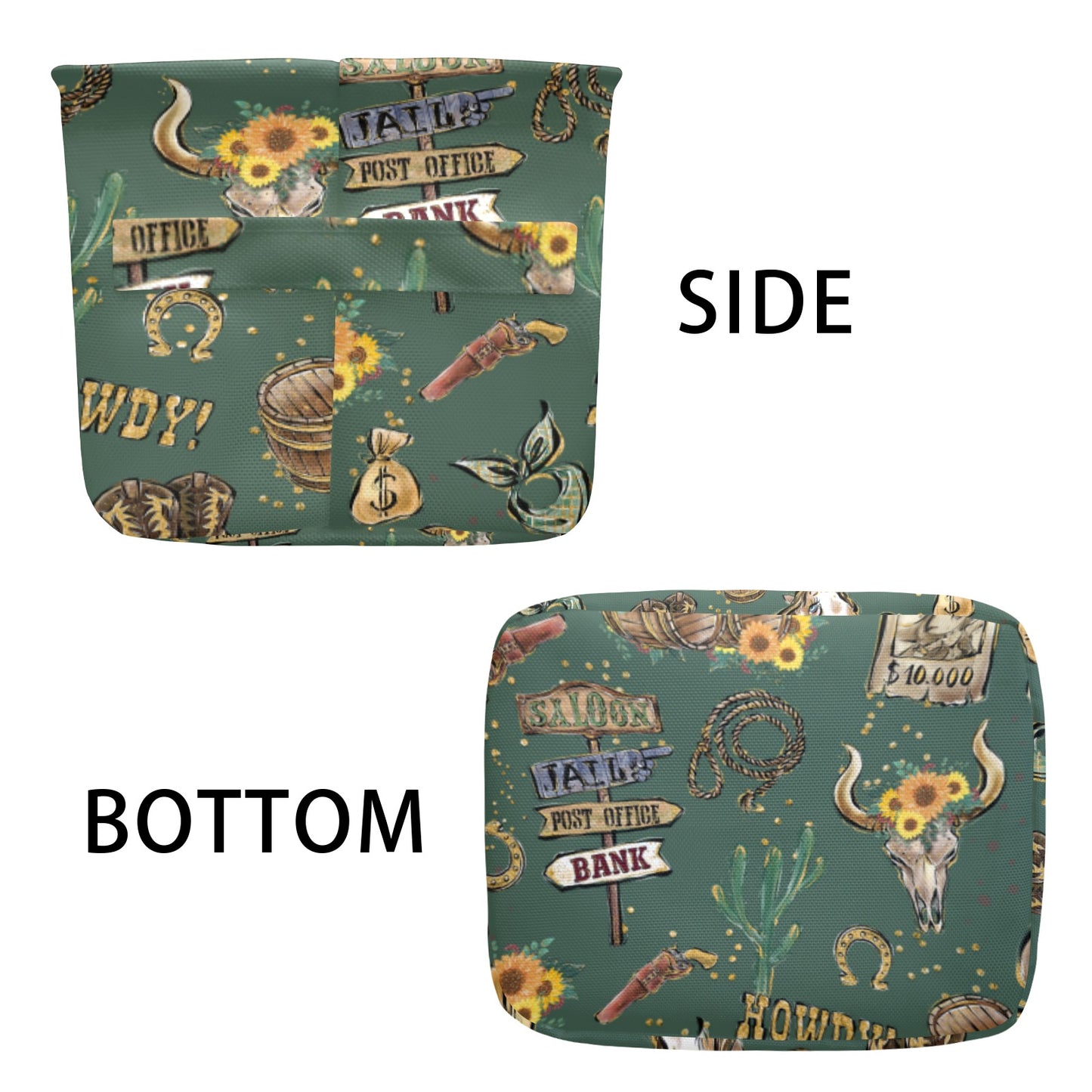 Howdy Cowboy Green Fabric Storage Basket