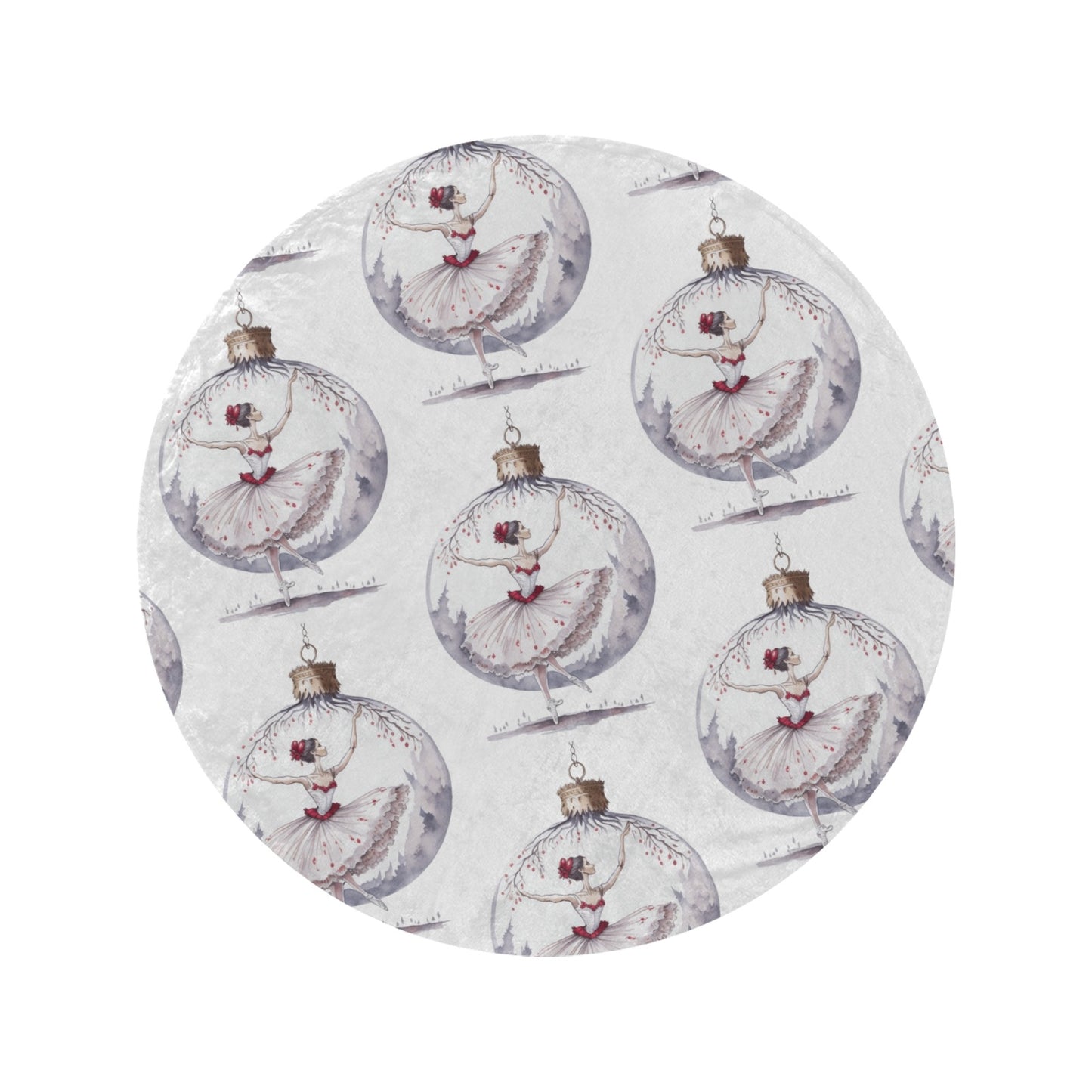 Ballerina Christmas Bauble Circular Micro Fleece Blanket