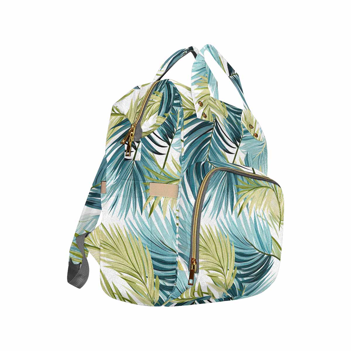 Palm Leaves Blue Green  Diaper Bag Backpack