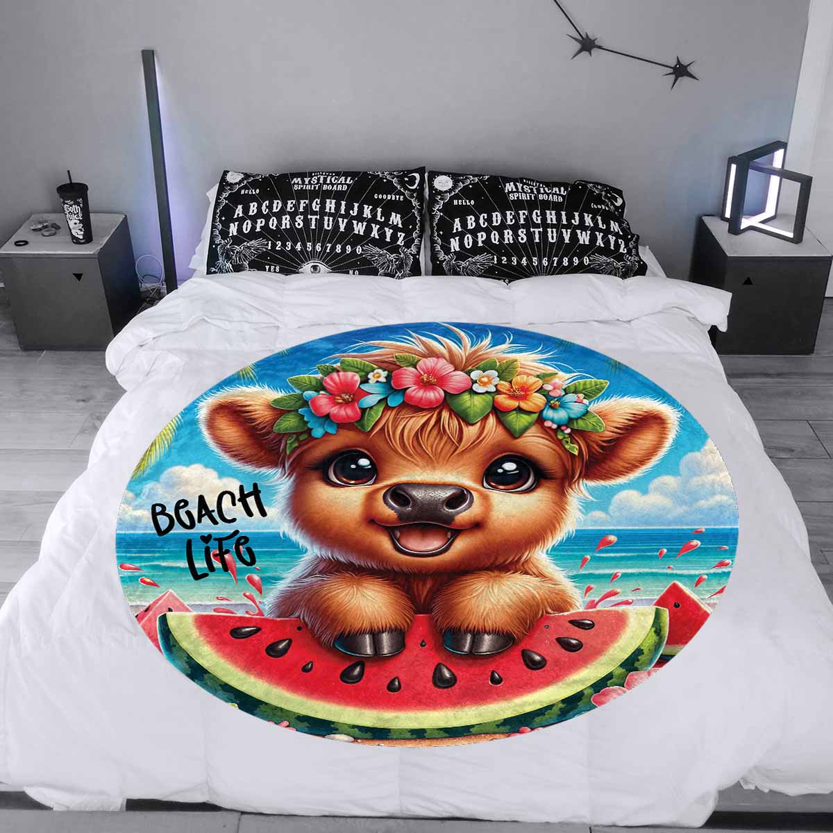 Highland Cow Awd35117  Circular Micro Fleece Blanket 47"