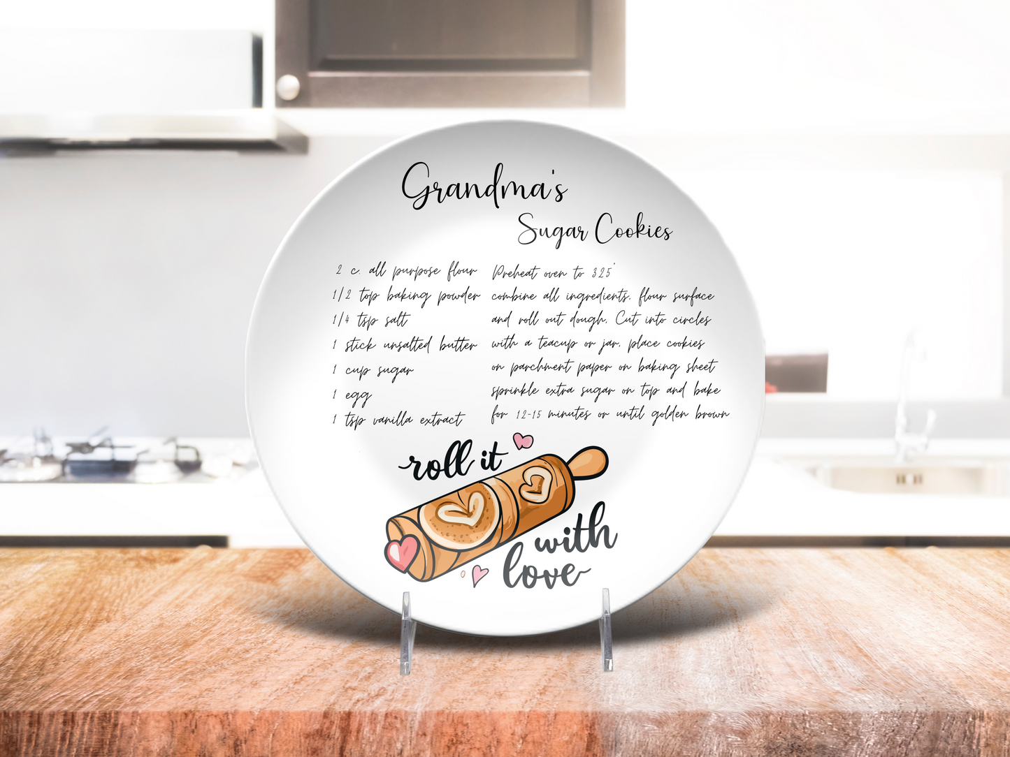 Personalised Handwritten Family Recipe Heirloom Roll it with Love Plate/Platter