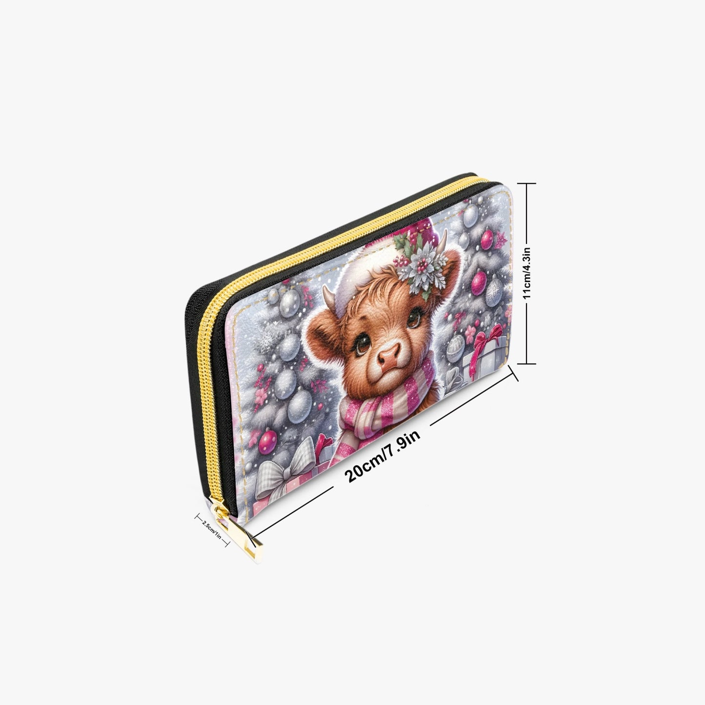 Long Type Zipper Purse, Christmas, Highland Cow, awd-1376