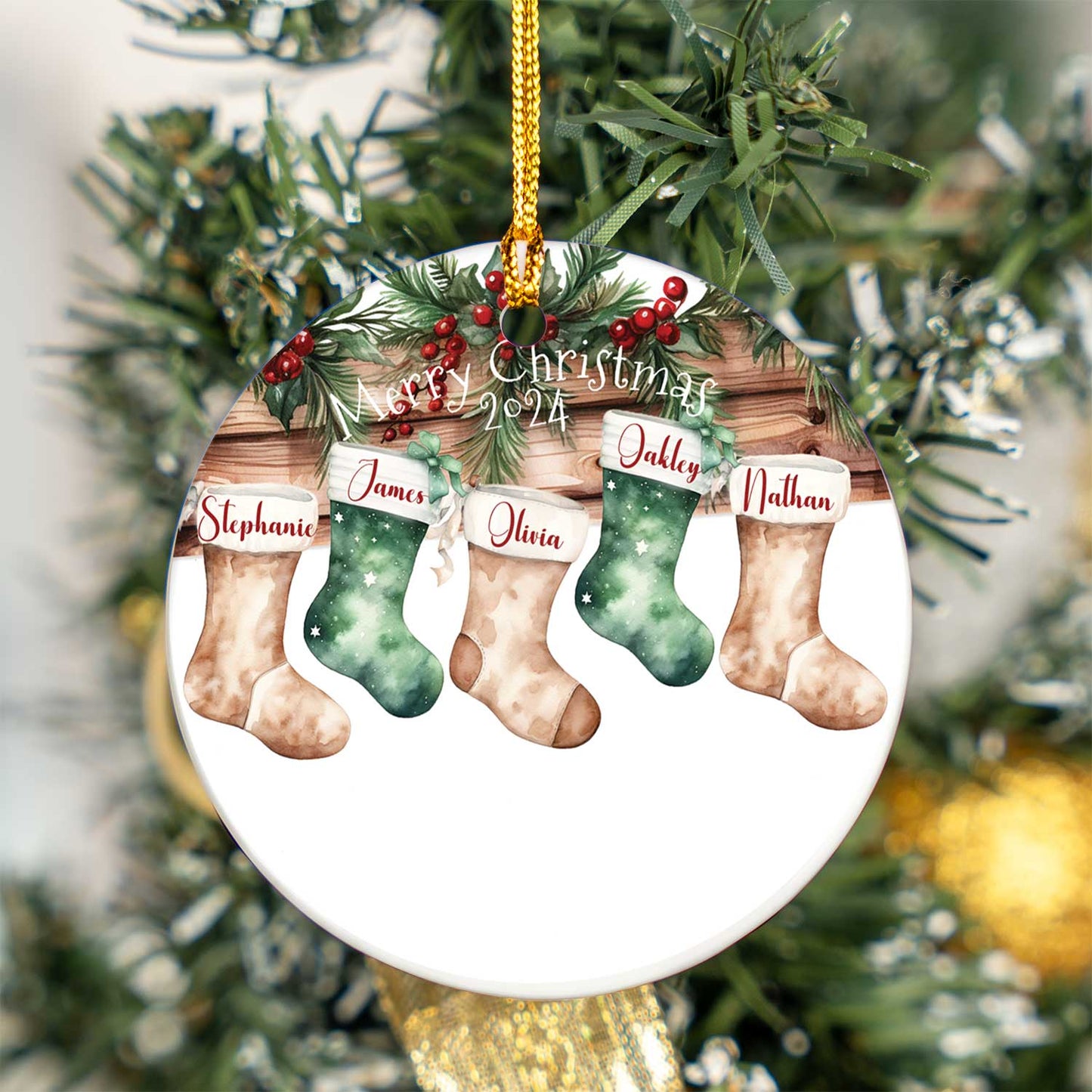 Personalised Stockings Christmas Ceramic Ornament