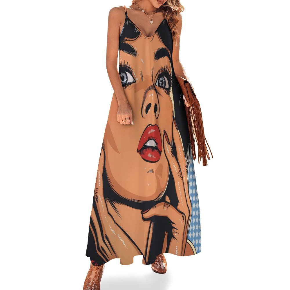 Pop Art Spaghetti Strap Ankle-Length Dress Long dress