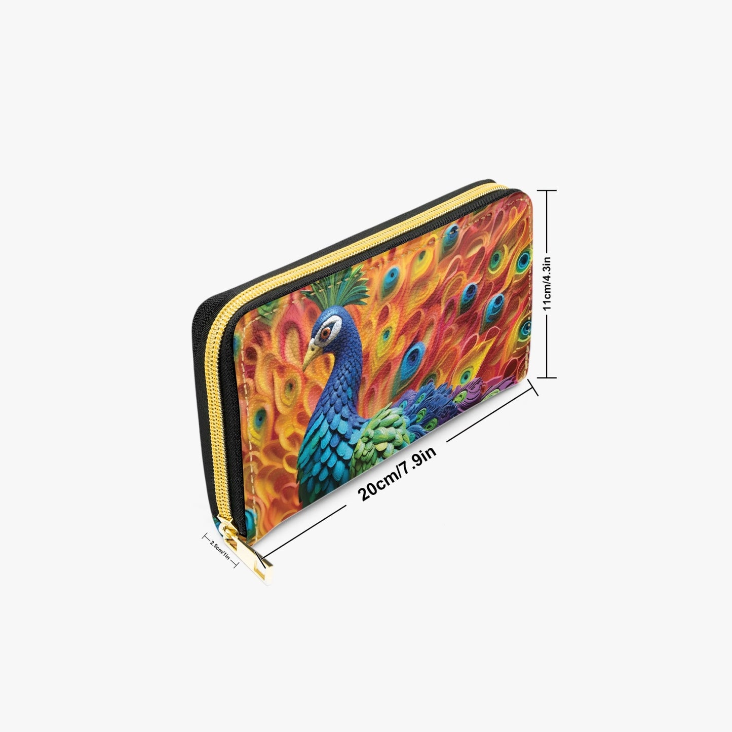 Long Type Zipper Purse, Peacock, awd-566