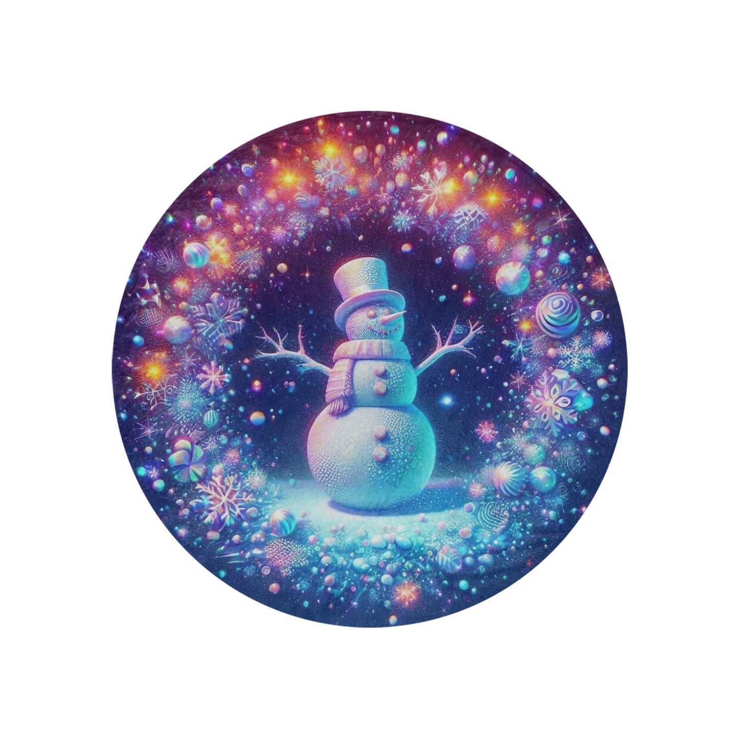 Snowman Circular Micro Fleece Blanket