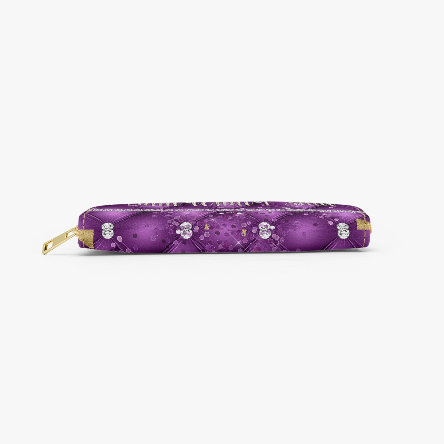 Long Type Zipper Purse - Purple Floral - Lips - I Said What I Said