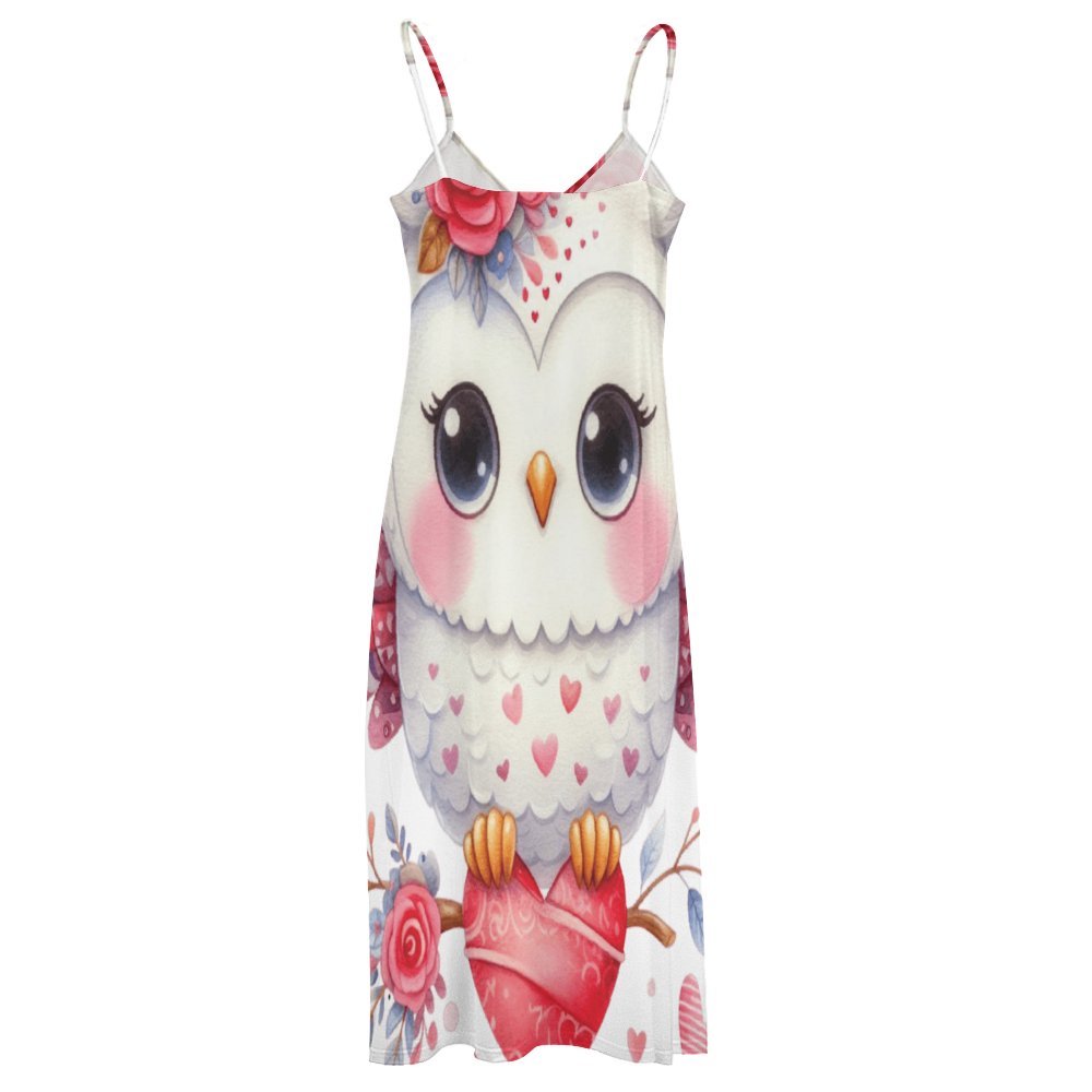 Owl Spaghetti Strap Ankle-Length Dress Long dress