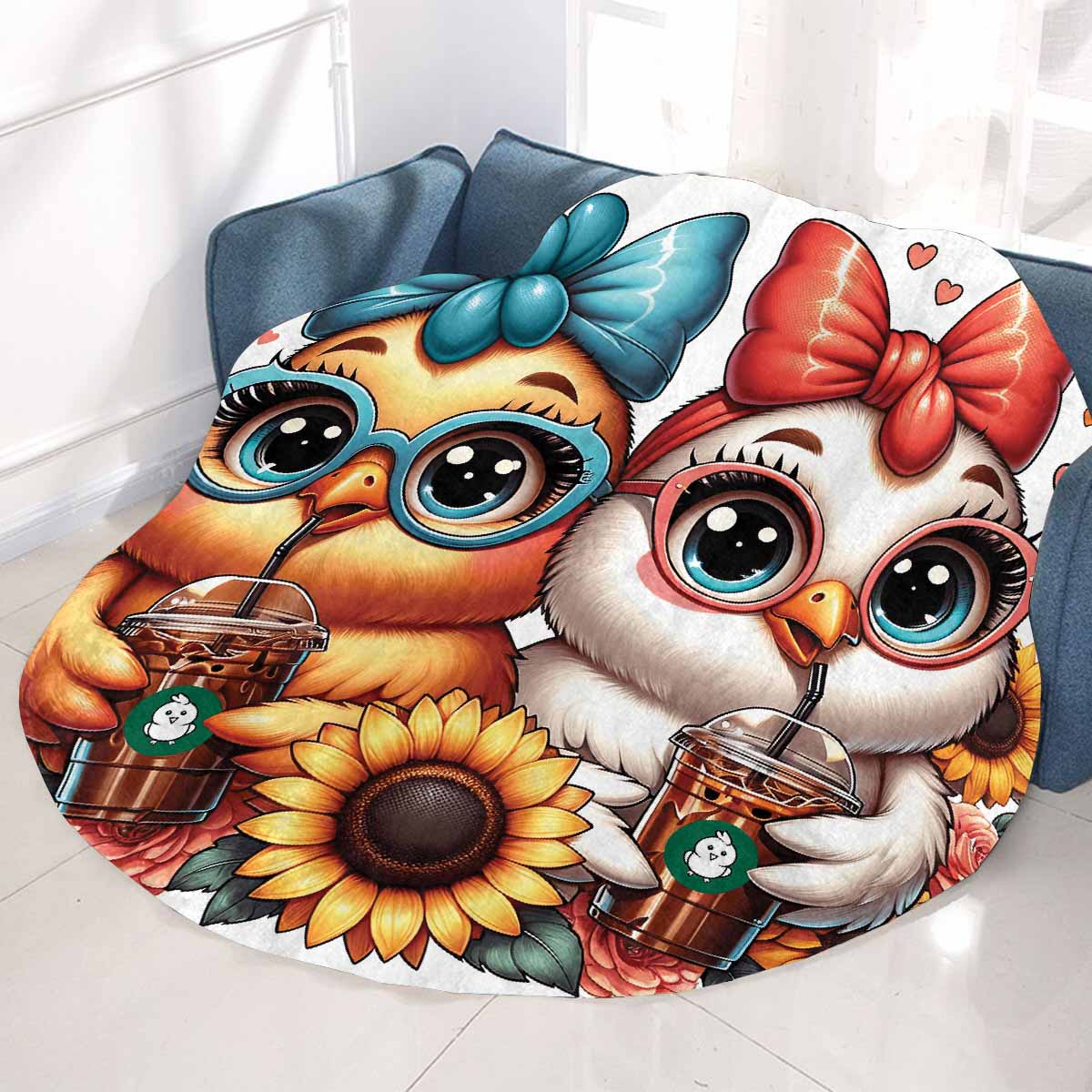 Chickens_Awd35172  Circular Micro Fleece Blanket 47"