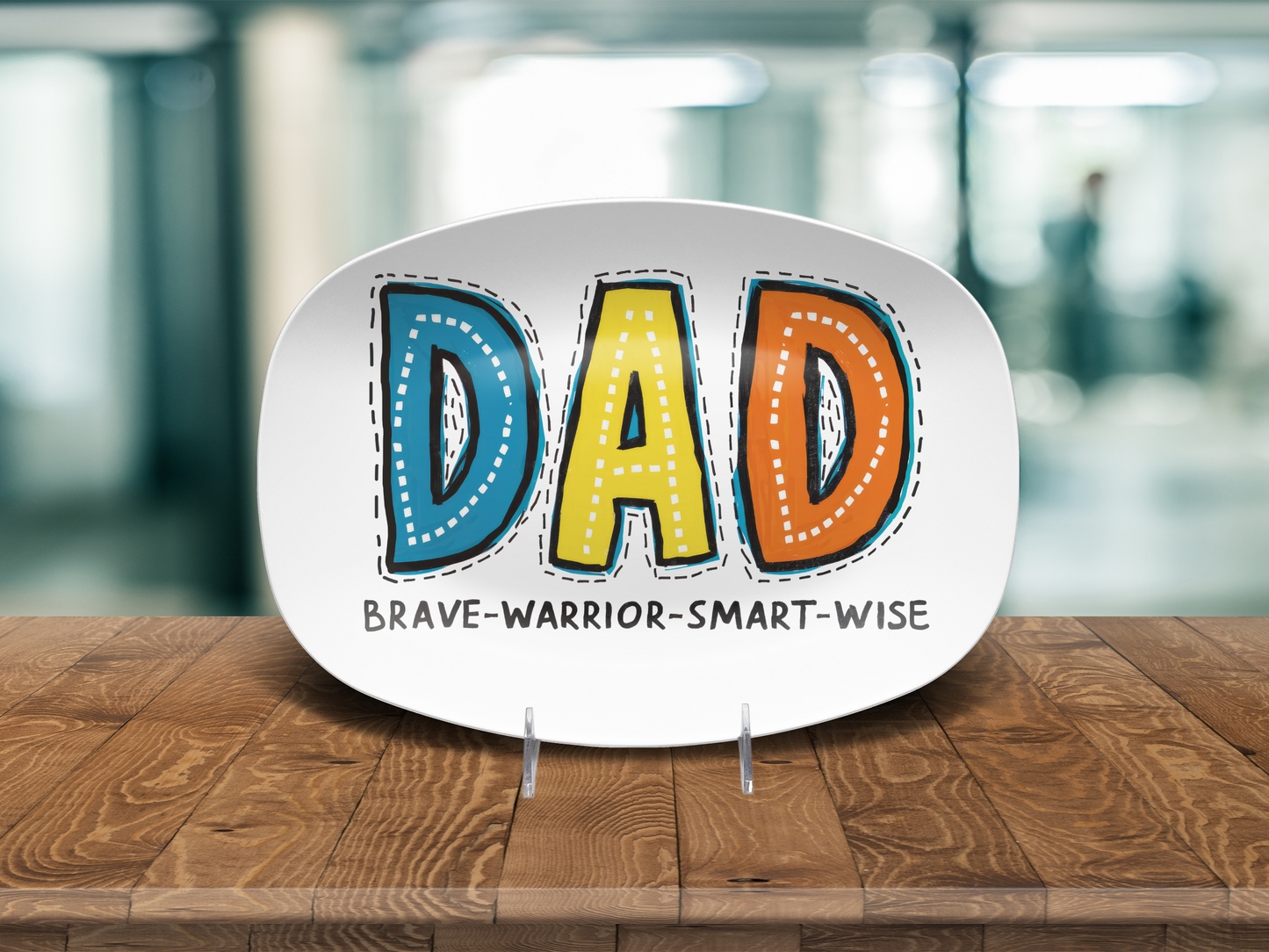 BBQ Platter Dad Brave Warrior Smart Wise 10"x14" Platter