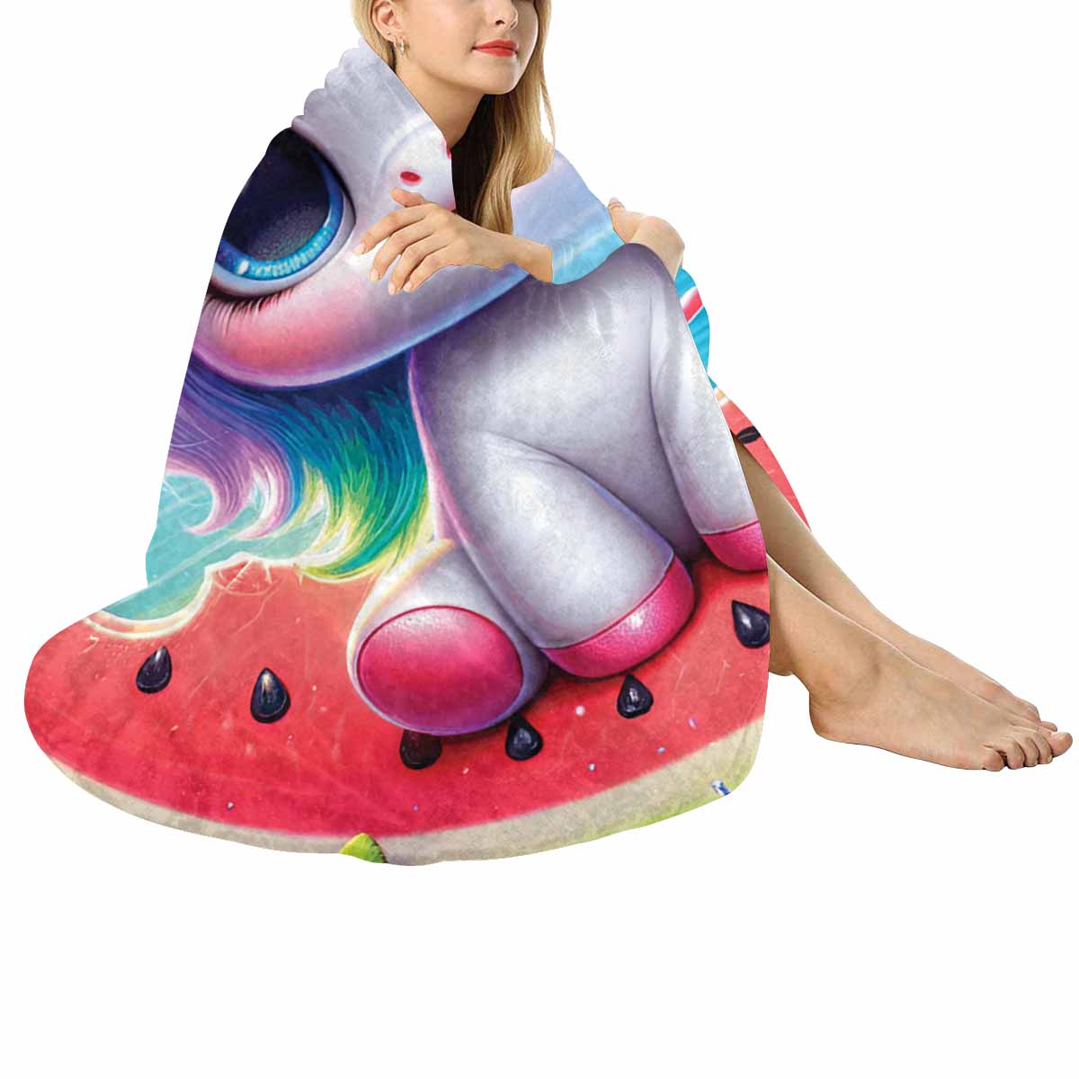 Unicorn_Awd35134  Circular Micro Fleece Blanket 47"