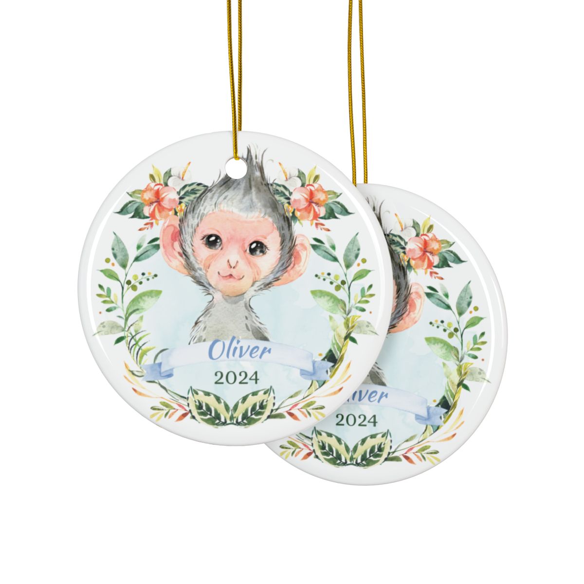 Blue Monkey Personalised Ceramic Ornament