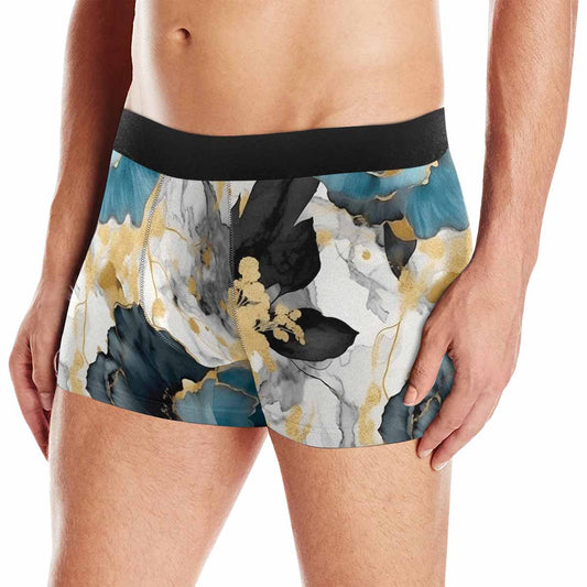 Blue & Gold Ink Floral AUS Men's Boxer Briefs (Made In AUS)