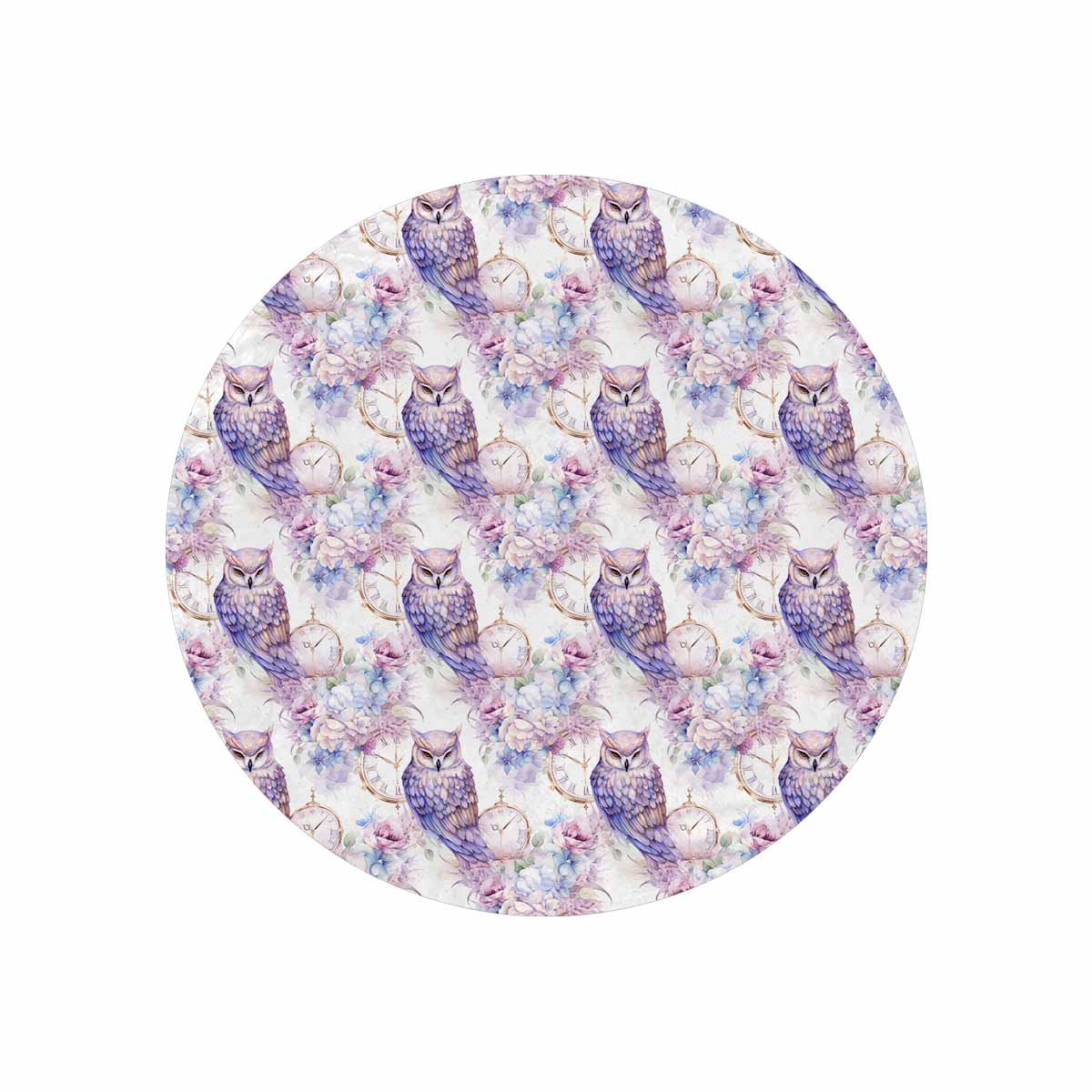 Pastel Owls  Circular Micro Fleece Blanket 60"
