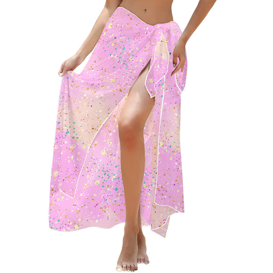 Pink Splash Long Beach Sarong Wrap