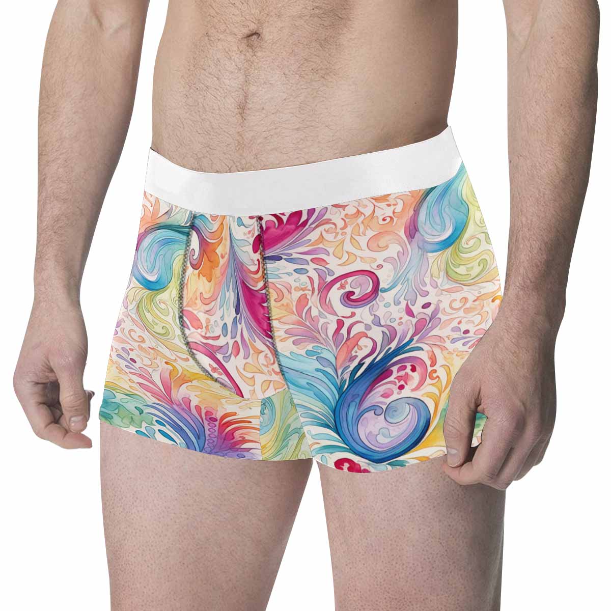 Pastel Rainbow Paisley Men's All Over Print Boxer Briefs(Made In AUS)