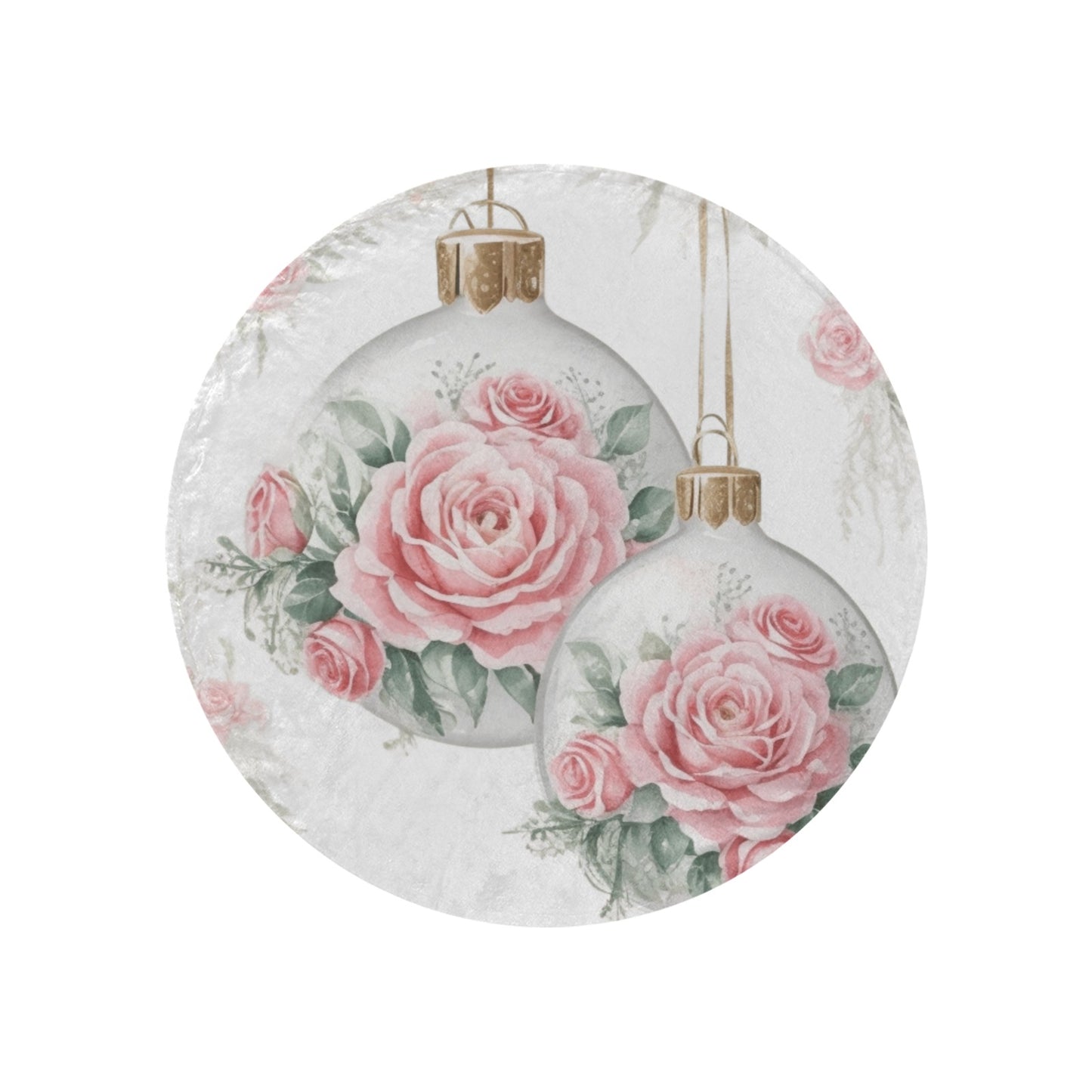 Christmas Rose Baubles Circular Micro Fleece Blanket