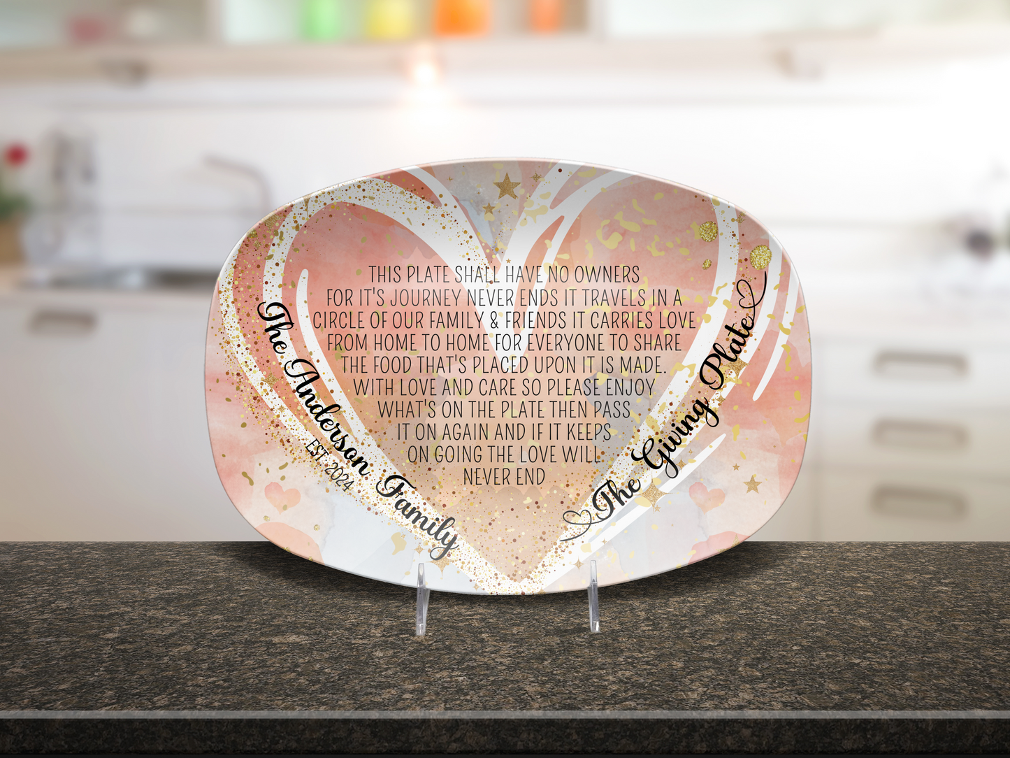 Personalised Heart The Giving Plate Platter, 10"x14" Platter