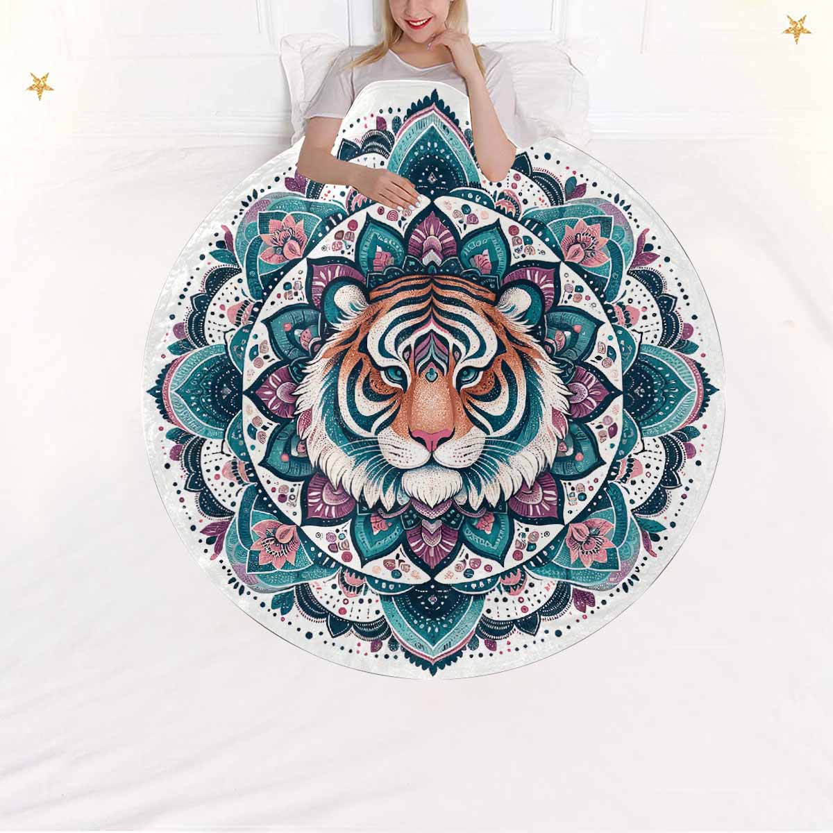 Mandella_Tiger_Awd35141  Circular Micro Fleece Blanket 60"