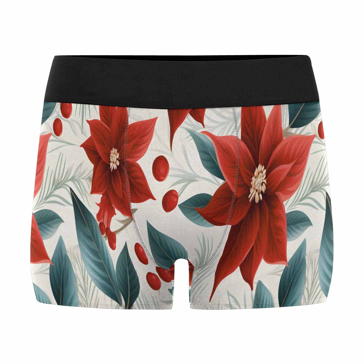 Christmas Red Poinsettia AUS Men's Boxer Briefs (Made In AUS)