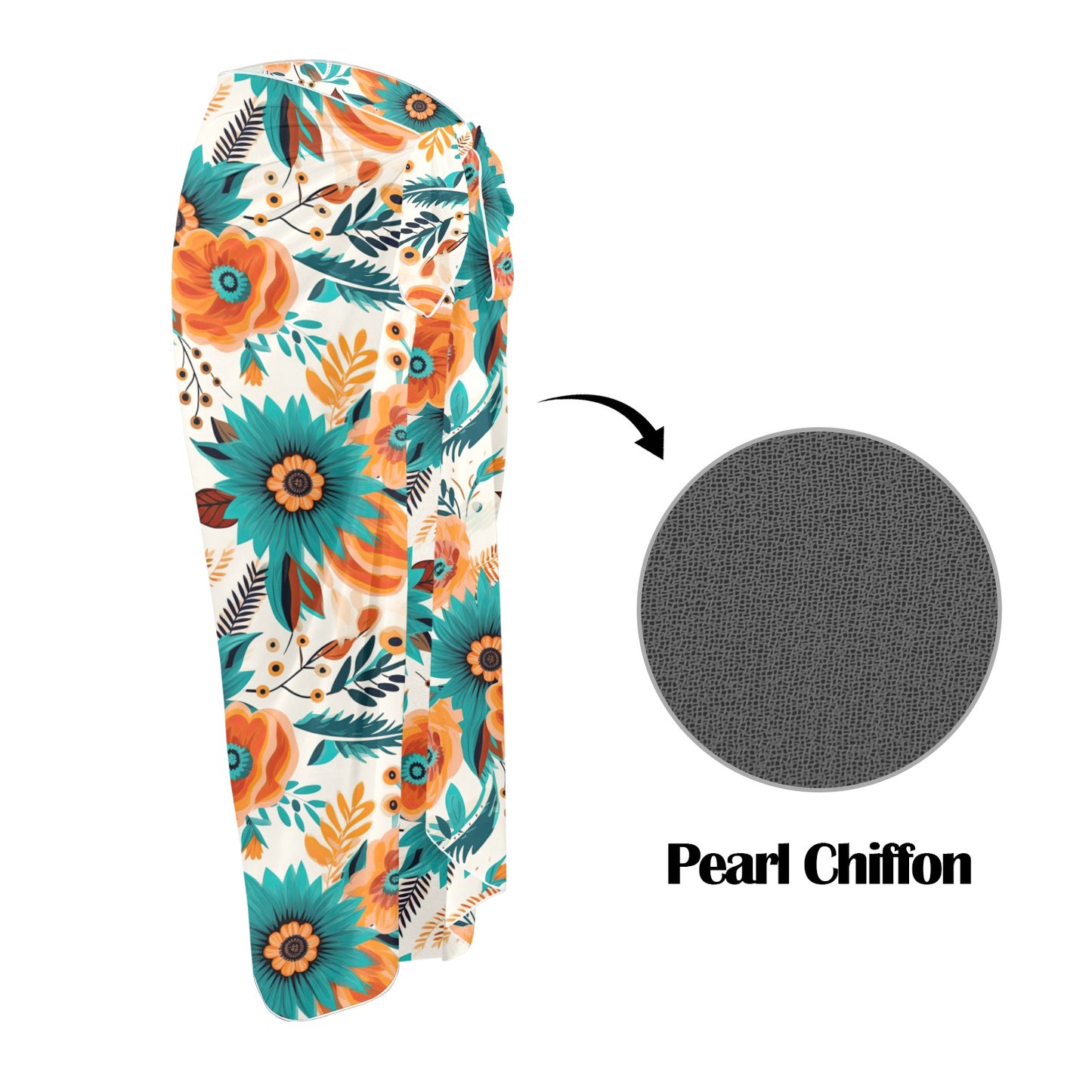 Boho Retro Floral Long Beach Sarong Wrap