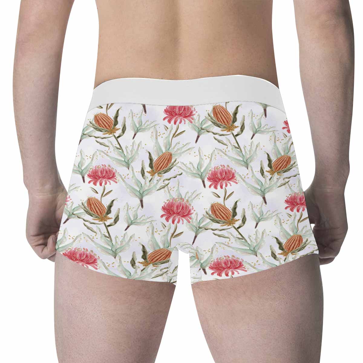 Australian Wattle Large Print Men's All Over Print Boxer Briefs (Made In AUS)