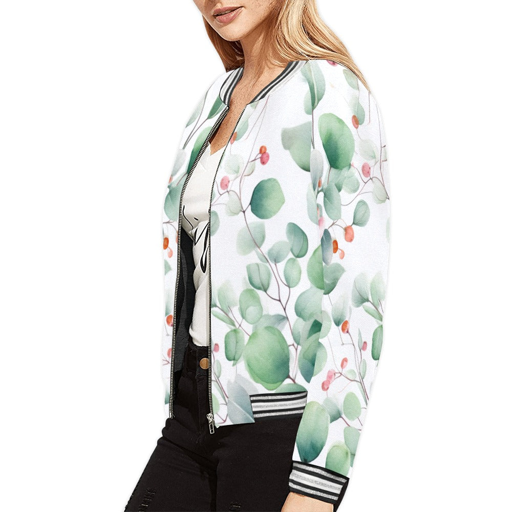 Eucalyptus Leaves awd325 Bomber Jacket for Women