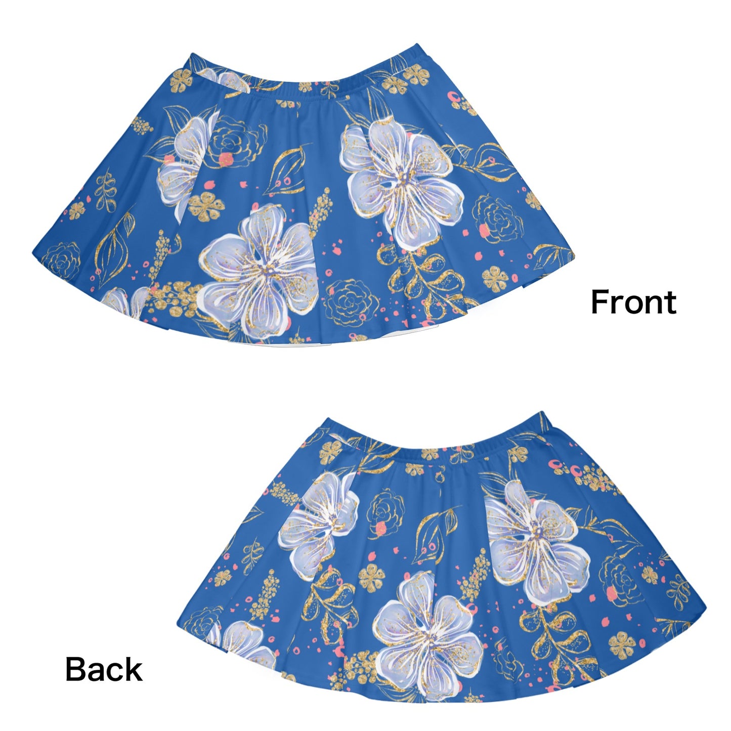 Skater Skirt Blue Floral Skater Skirt (Model D69)