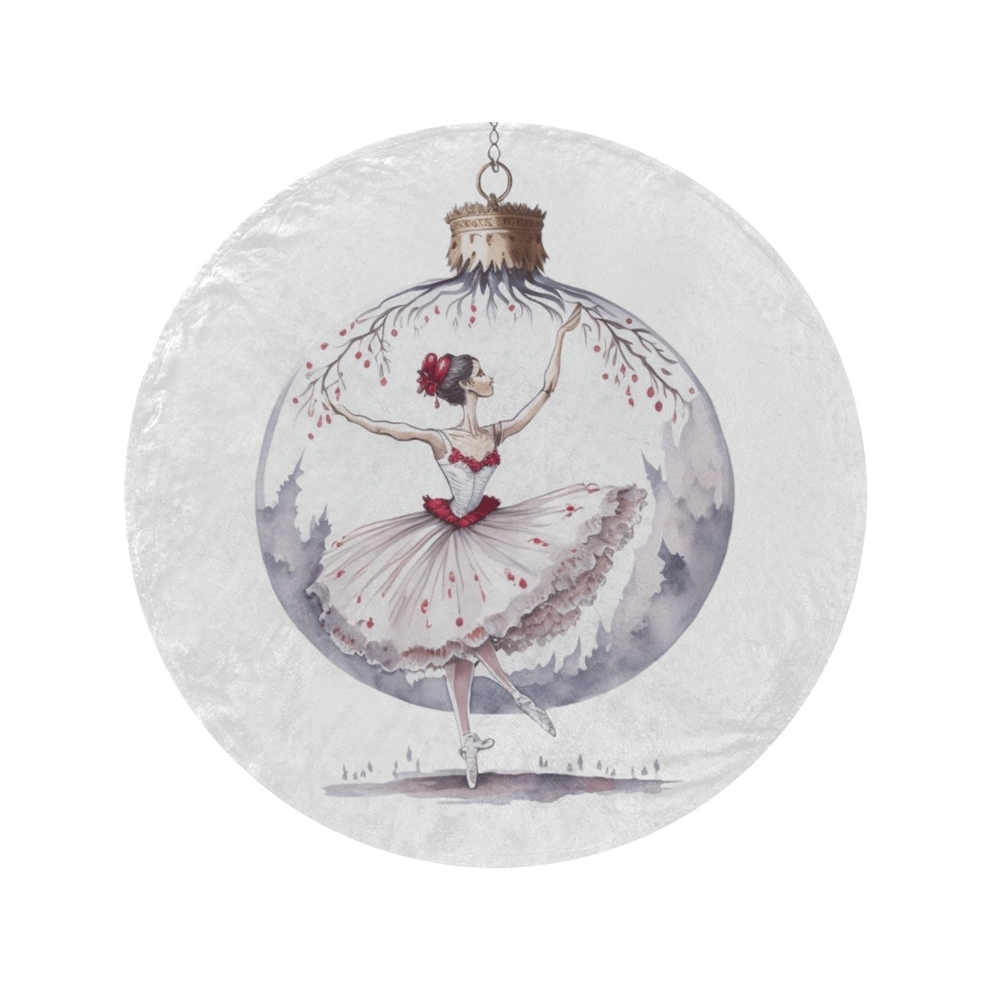 Ballerina Christmas Bauble Circular Micro Fleece Blanket