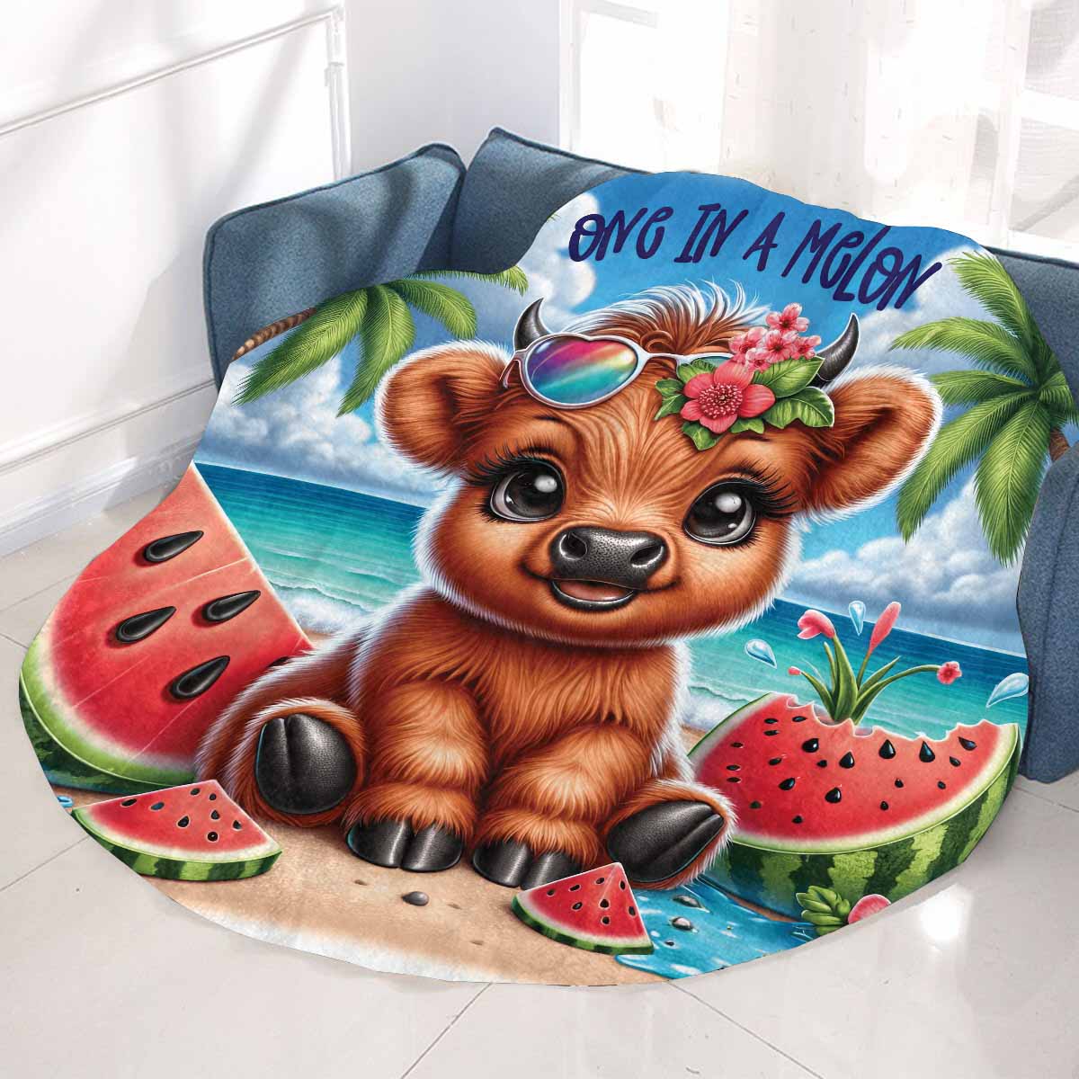 Highland Cow Awd35109  Circular Micro Fleece Blanket 47"