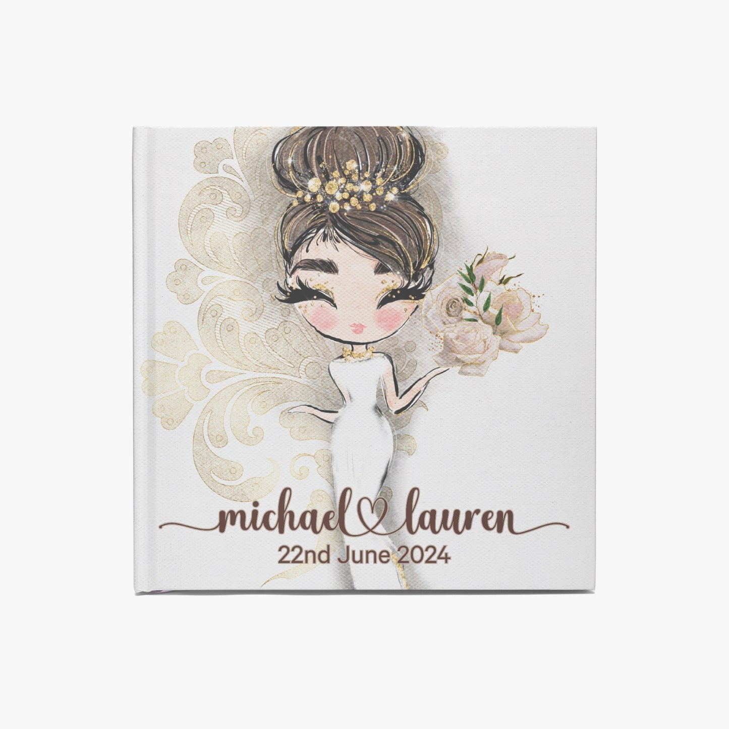 Square Wedding Guest Book, Whimsical Bride