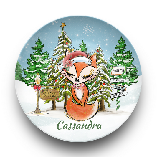 Personalised Winter Fox Christmas Plate