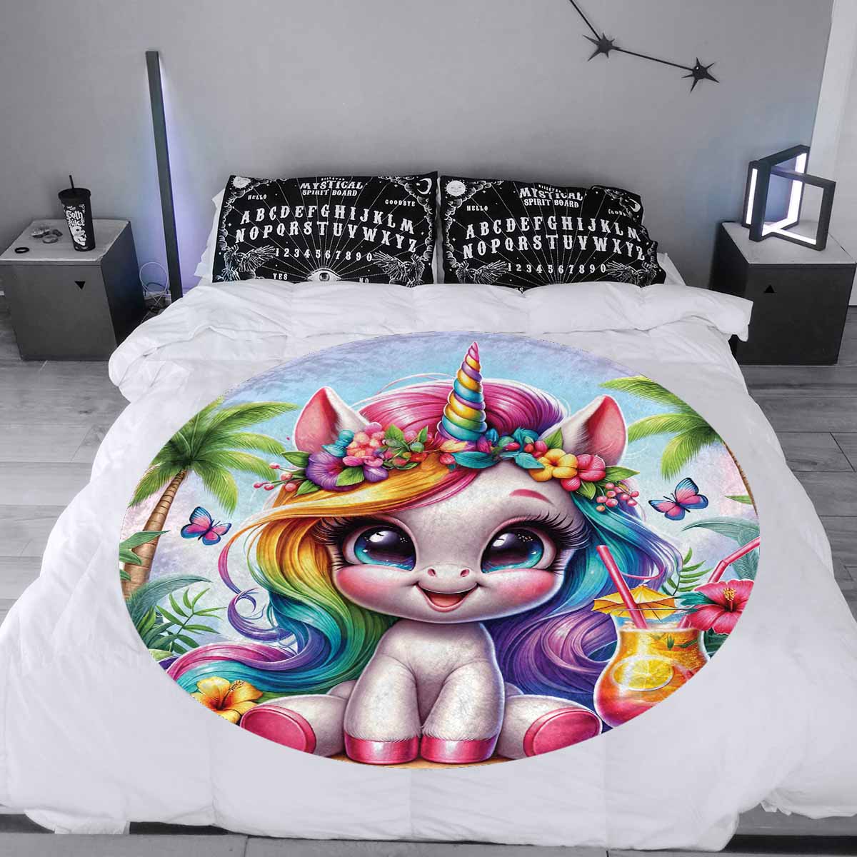 Unicorn_Awd35129  Circular Micro Fleece Blanket 60"