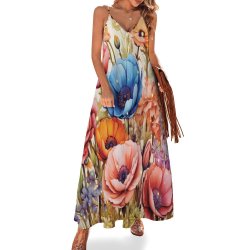 Wildflowers Spaghetti Strap Ankle-Length Dress Long dress