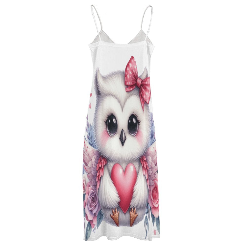 Owl Spaghetti Strap Ankle-Length Dress Long dress