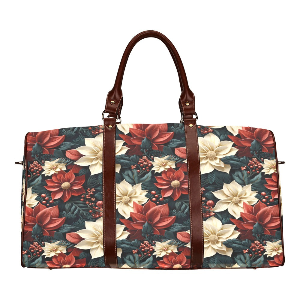 Red Poinsettia Waterproof Travel Bag/Small (Model 1639)