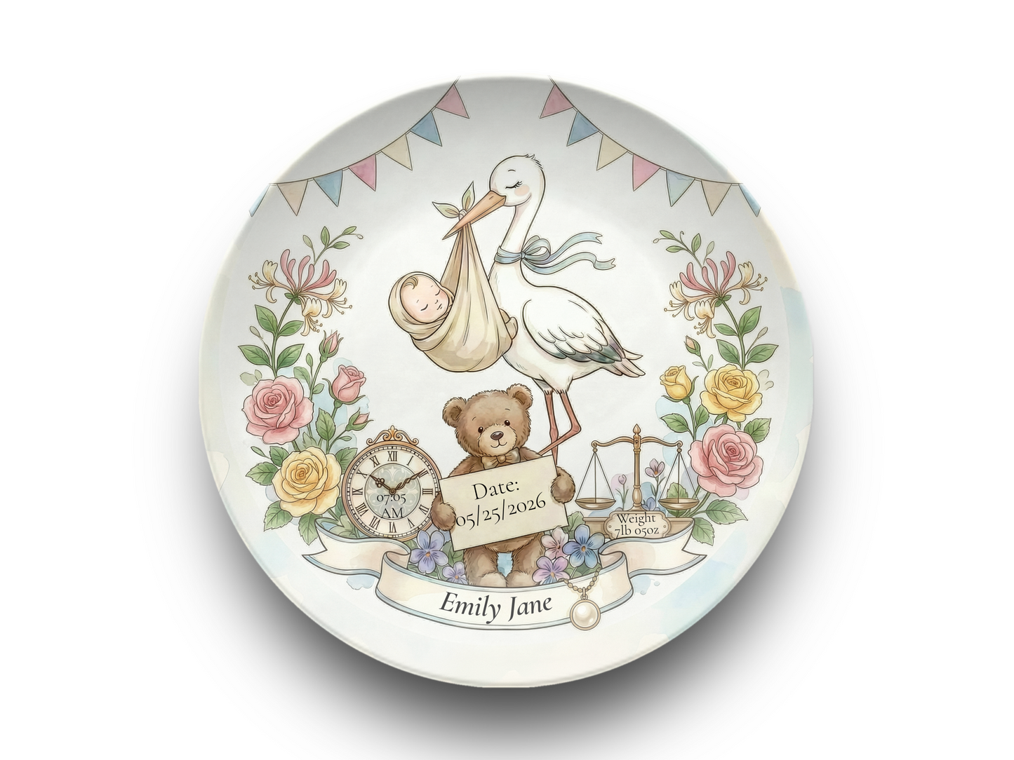 Personalised Baby Keepsake Plate | Birth Details Plate | Newborn Gift | Custom Baby Name Plate | Baby Shower Gift | First Birthday Keepsake